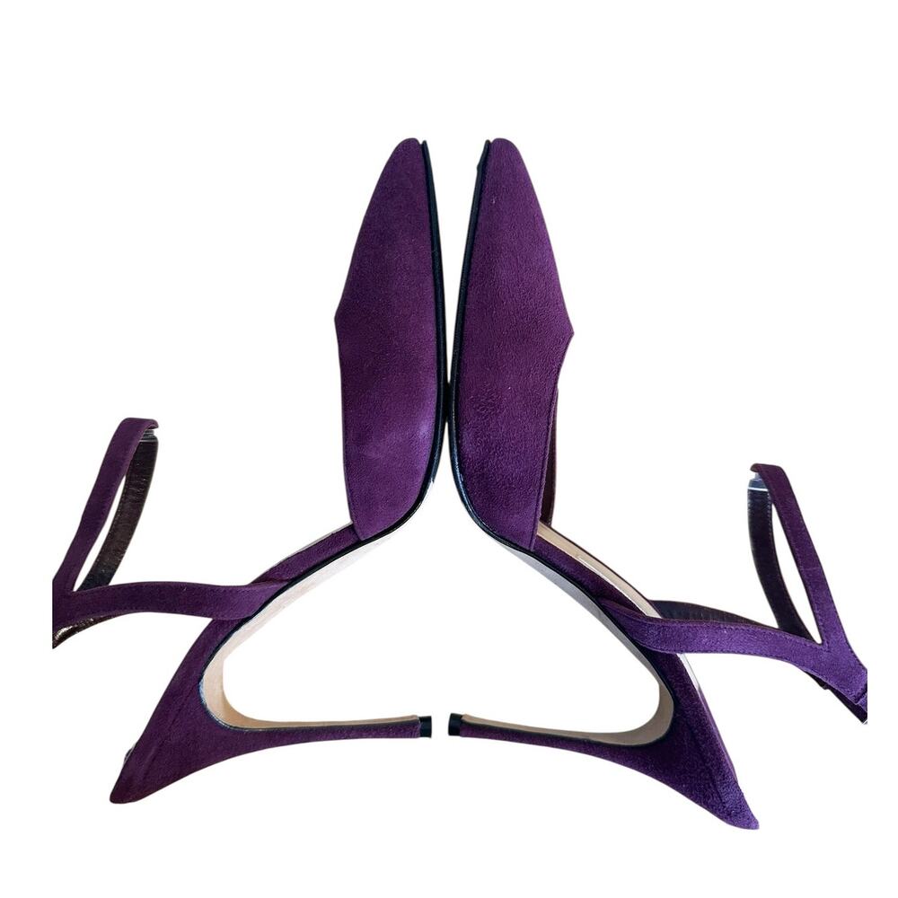 Manolo Blahnik Minis Purple Suede Slingback Pointed Toe High Heel Pump 38 - Picture 7 of 11